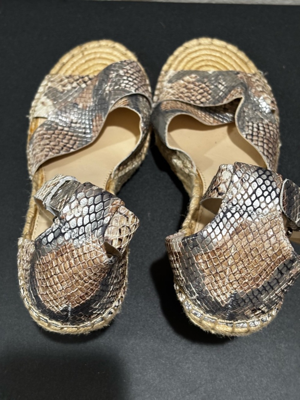Vince Camuto Neutral Snake-Print Espadrille Wedge Sandals - Picture 3 of 7